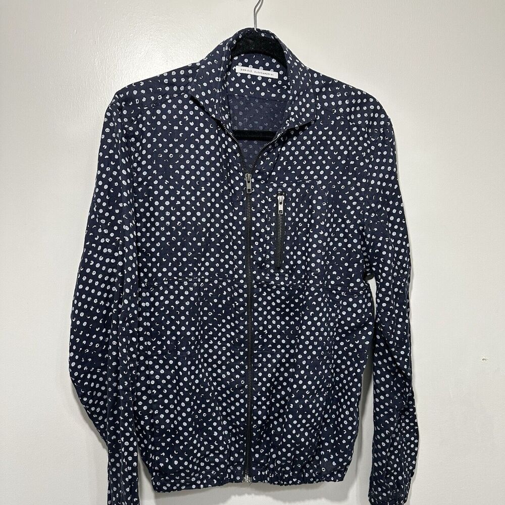Daniele Alessandrini Navy Speckled Linen Zip Up Jacket Women’s Medium M